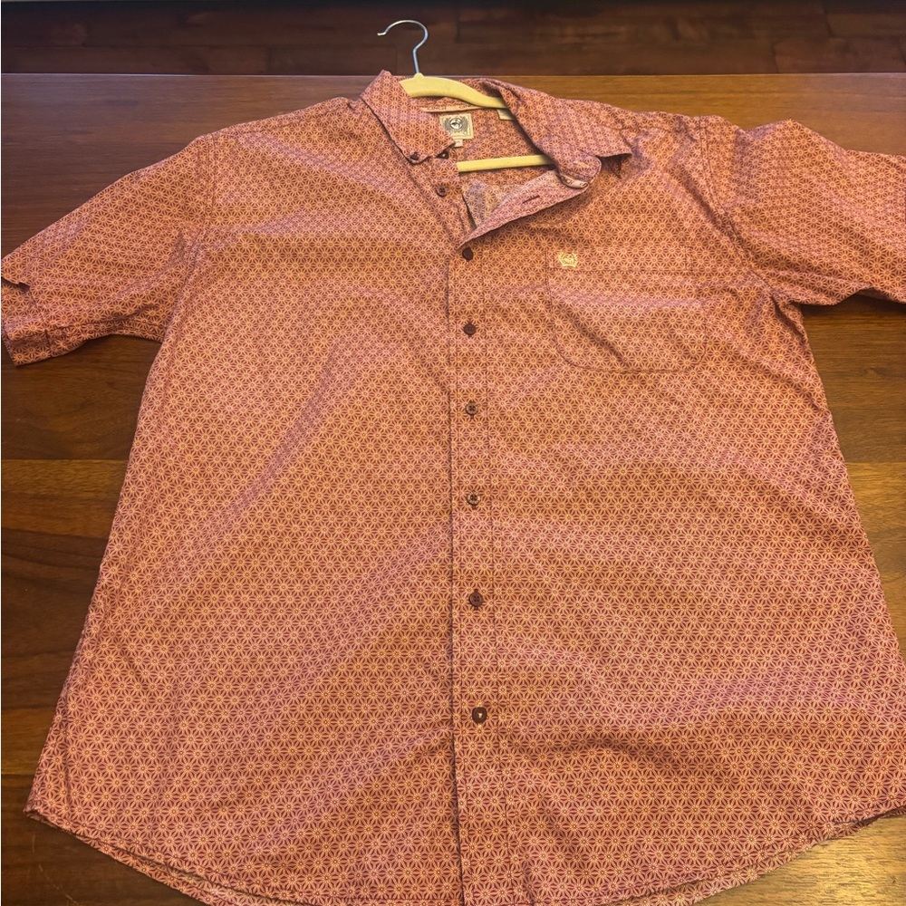 Cinch Men's Burgundy Patterned Button Down Shirt